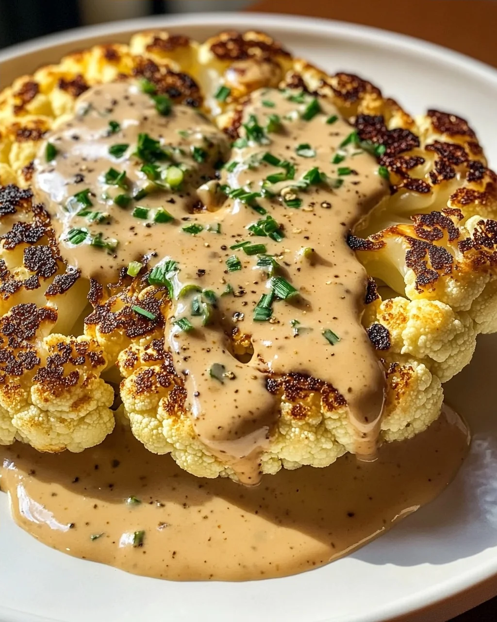 Blumenkohlsteak mit Pfefferrahmsauce
