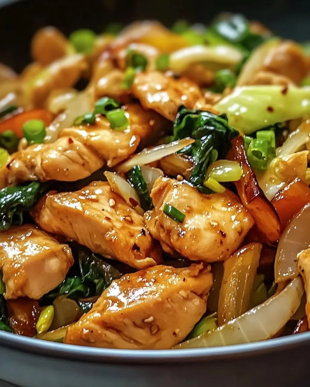 Chinesische Hähnchenpfanne mit Spitzkohl und Zwiebeln genießen!