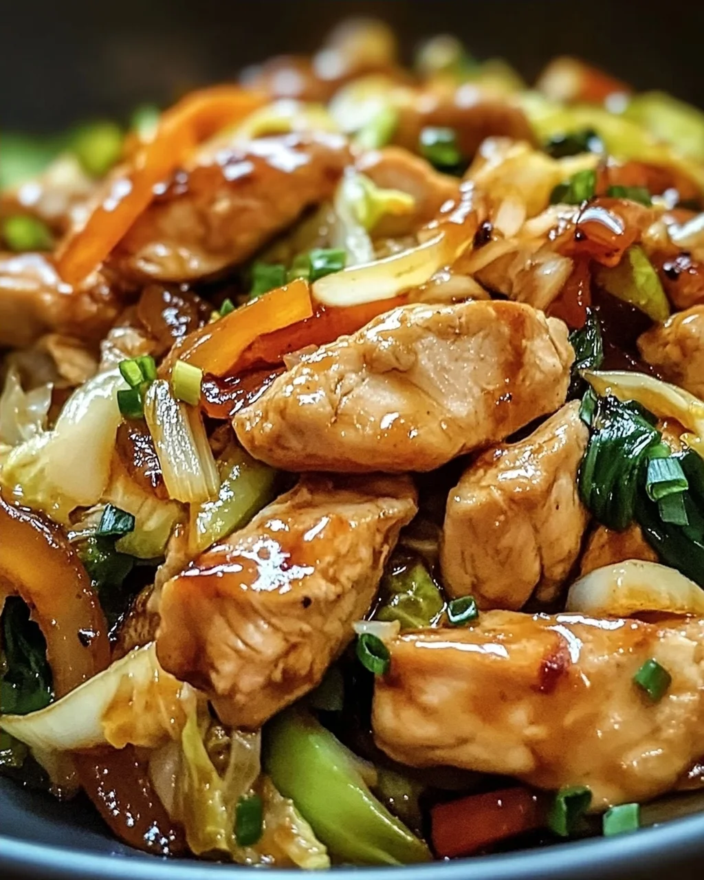 Chinesische Hähnchenpfanne mit Spitzkohl und Zwiebeln genießen!