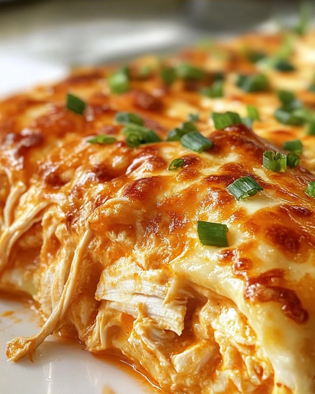 Cremiger Buffalo Hähnchen Käse Auflauf – Einfach & Lecker!