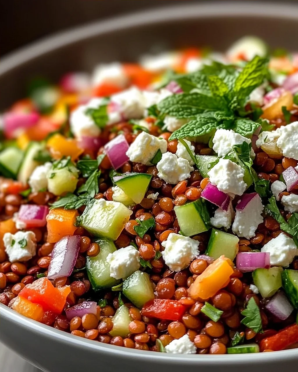 Cremiger Orientalischer Linsensalat Feta