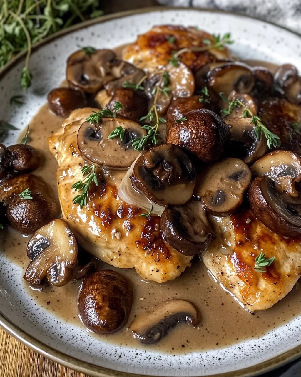 Cremiges Marsala-Hähnchen mit Balsamico Pilzen