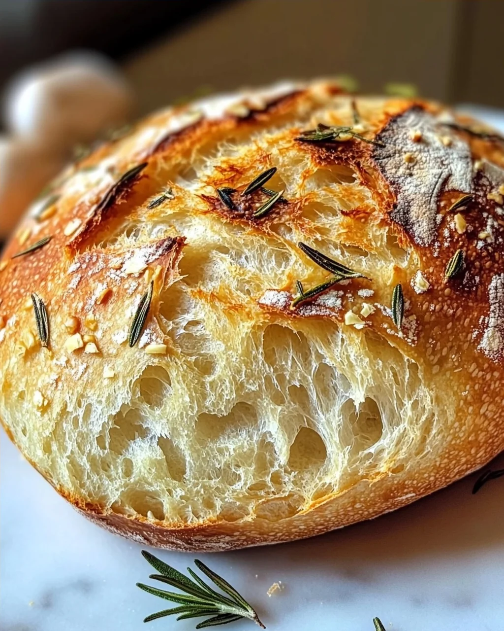 Duftendes Rosmarin-Knoblauch Artisan Brot einfach selber backen