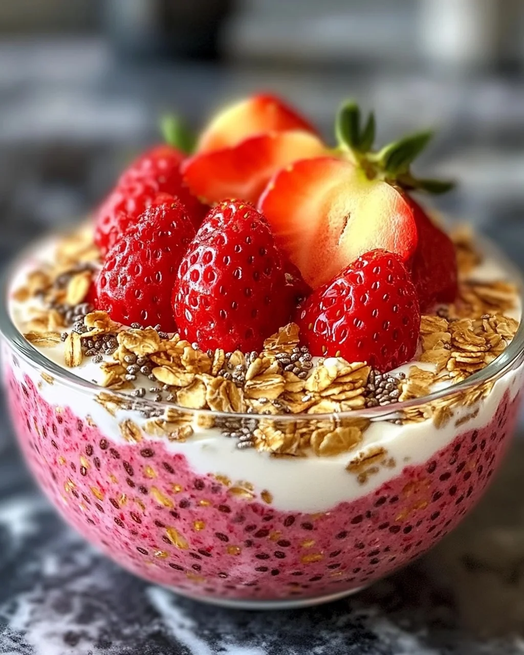 Erdbeeren und Sahne Übernacht-Haferflocken Genuss