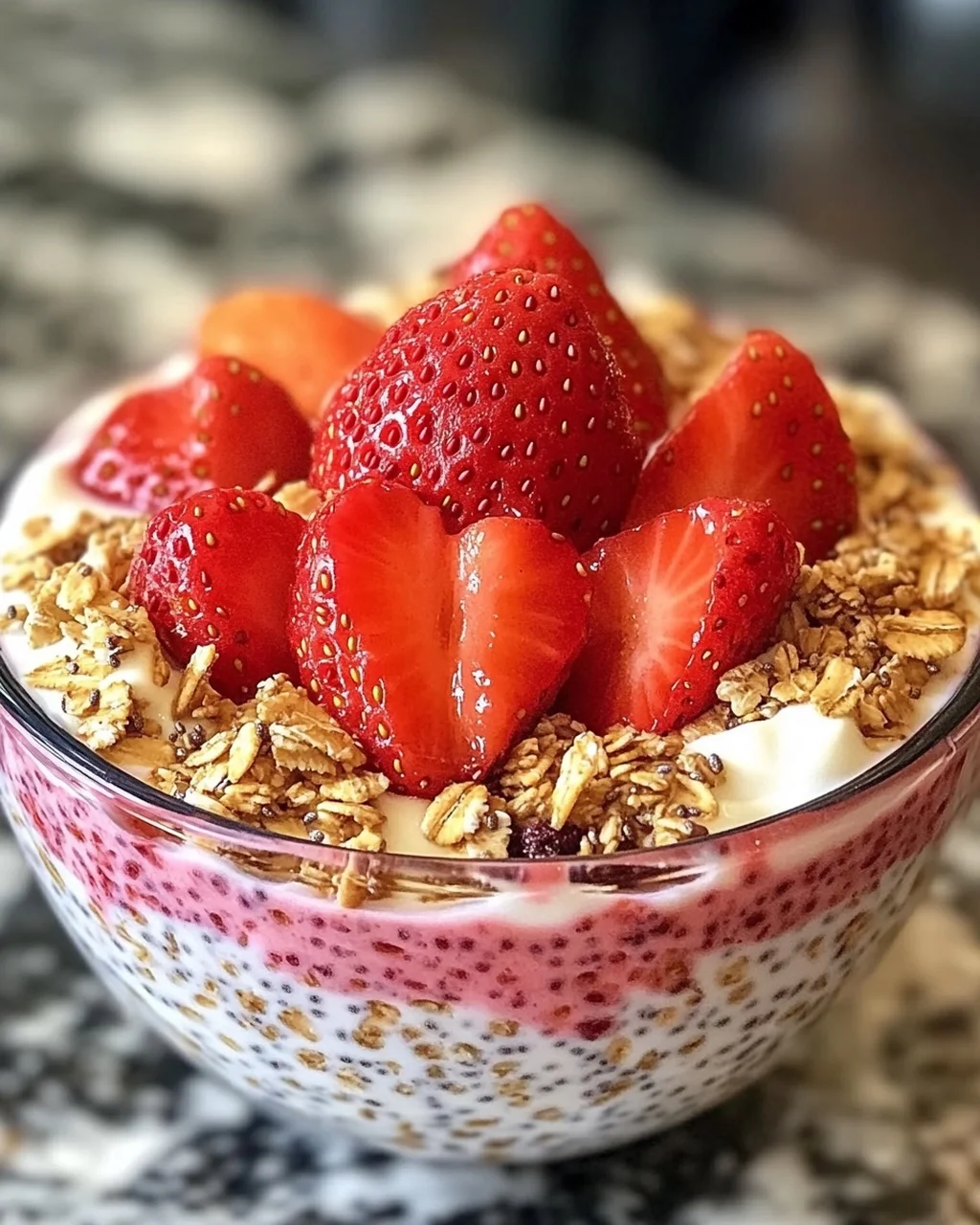 Erdbeeren und Sahne Übernacht-Haferflocken Genuss