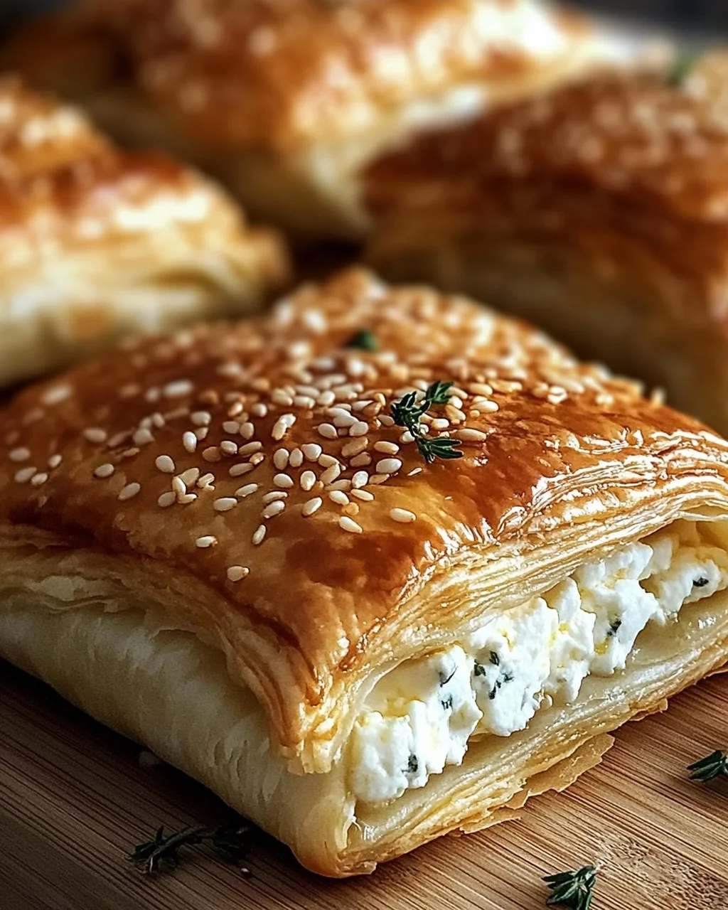 Feta im Blätterteig mit Sesam und Thymian