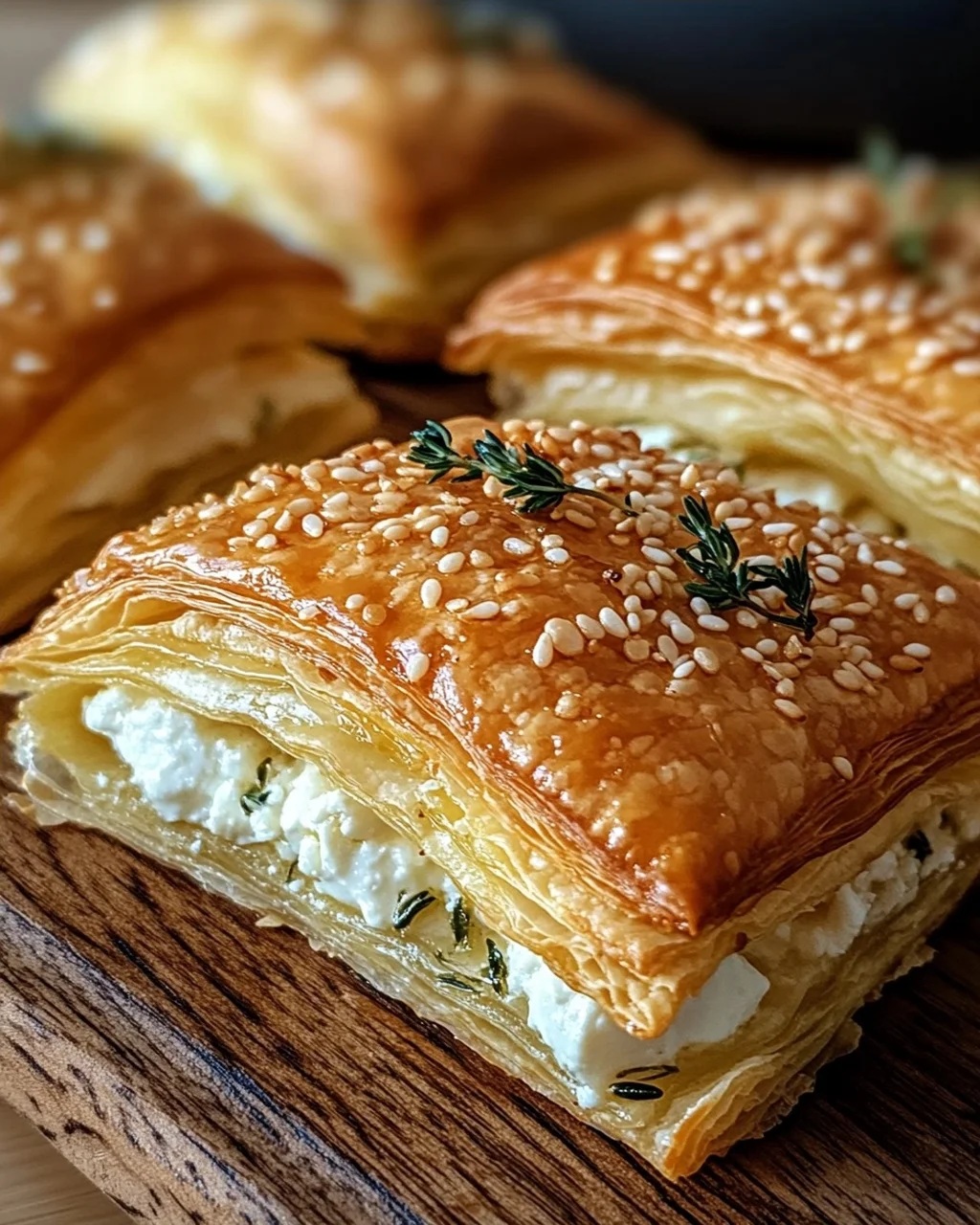 Feta im Blätterteig mit Sesam und Thymian