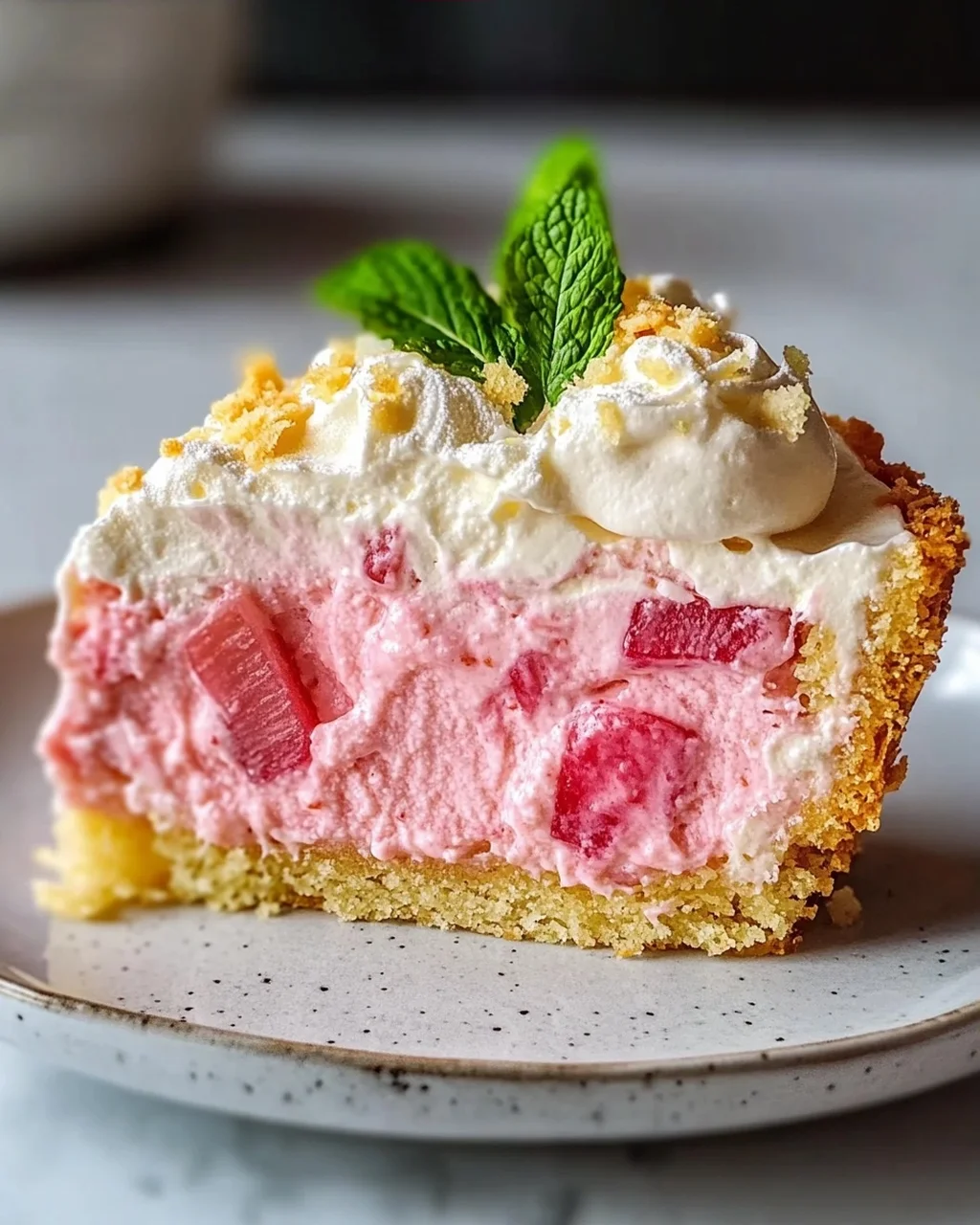 Fluffy Rhubarb Sour Cream Cake with Shortcrust Pastry Recipe