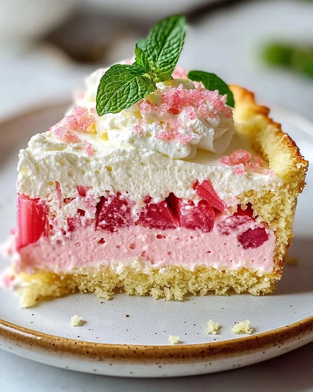 Fluffy Rhubarb Sour Cream Cake with Shortcrust Pastry Recipe