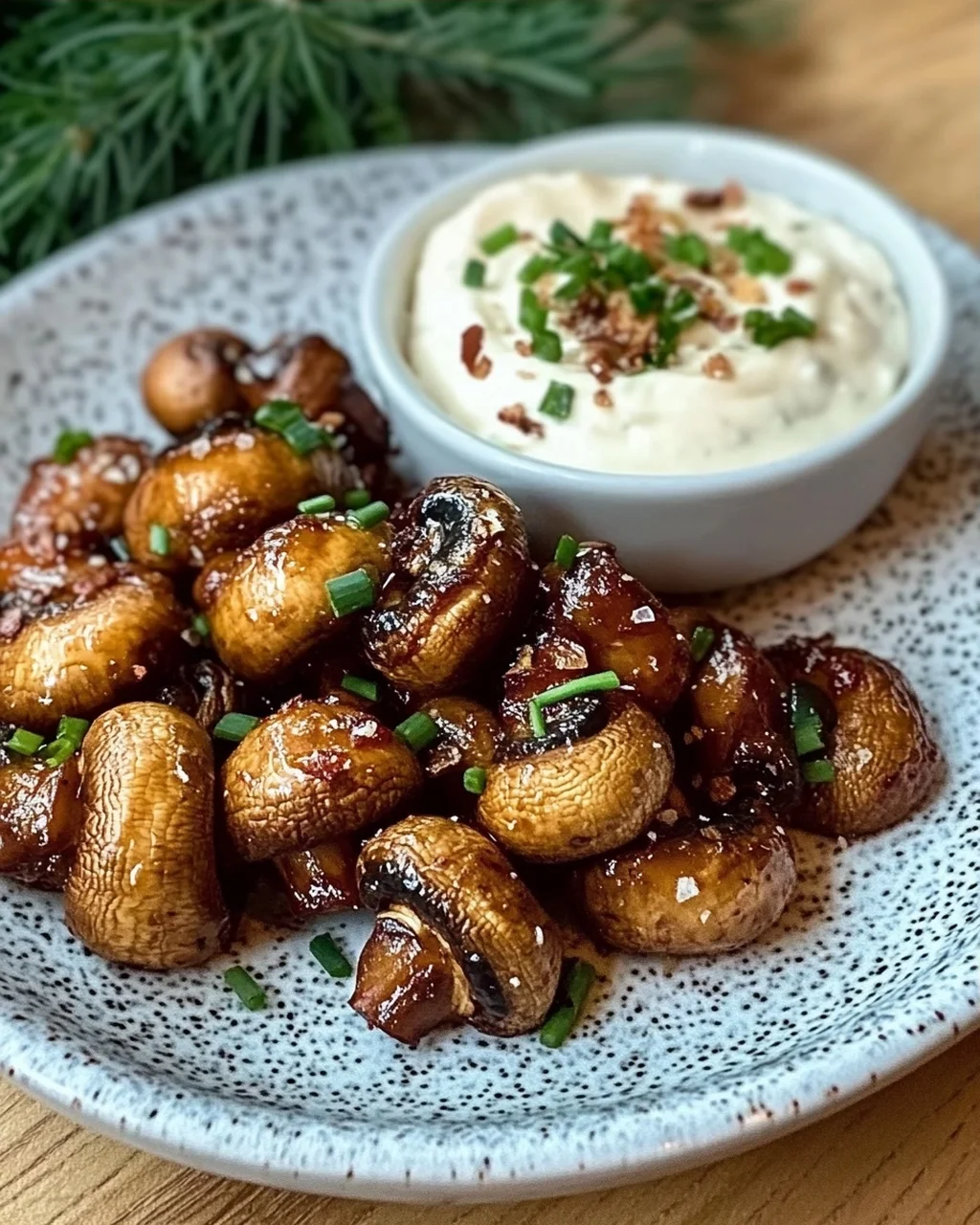 Gebratene Champignons mit Knoblauchdip (Rezept wie vom Weihnachtsmarkt)