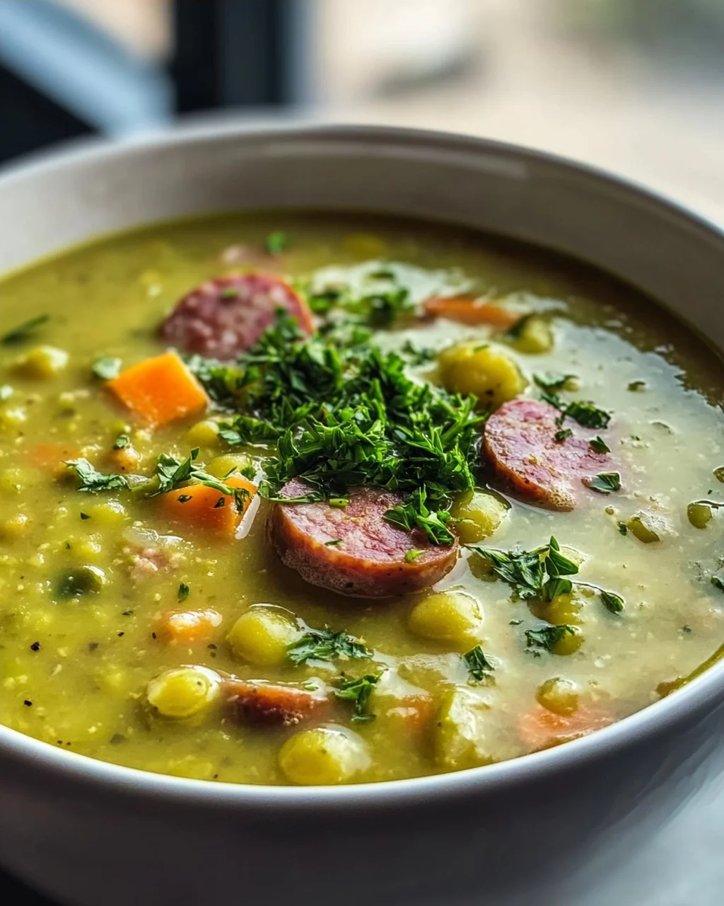 German Split Pea Soup With Smoked Sausage – Hearty Recipe!