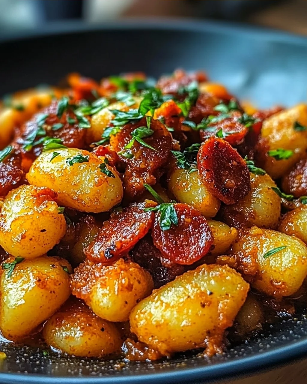 Gnocchi mit Chorizo und cremiger Harissa-Sauce
