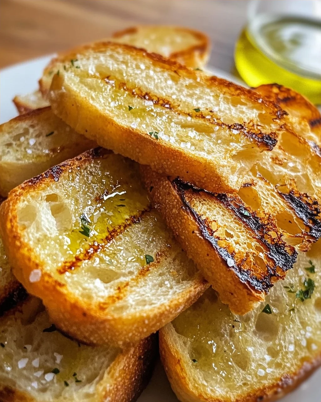 Grillbrot mit Olivenöl und Meersalz