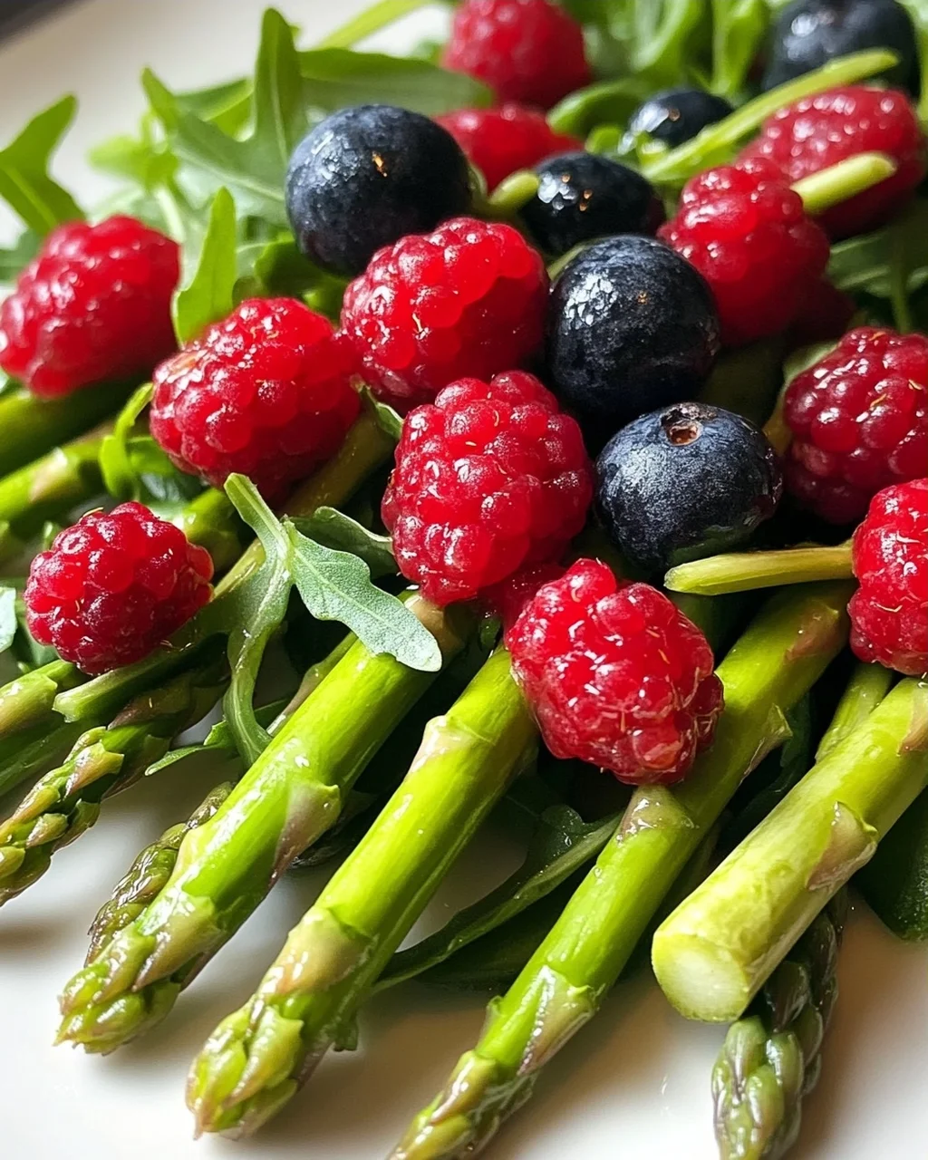 Grüner Spargel Salat Mit Erdnon-alcoholic beeren & Rucola