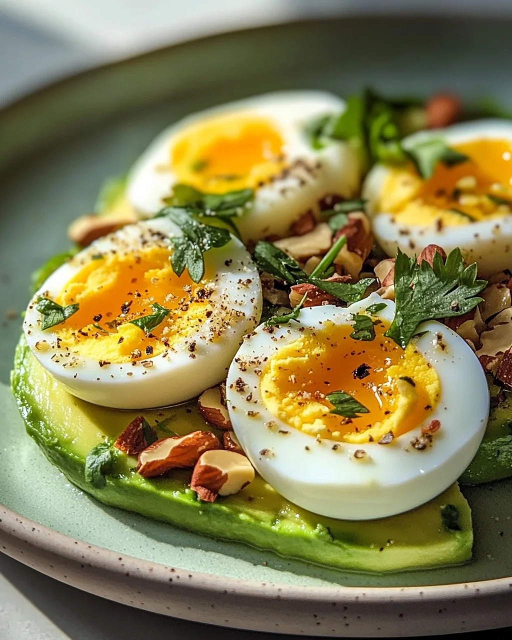 Hartgekochte Eier mit Avocado & Nüssen: Dein Power-Frühstück!