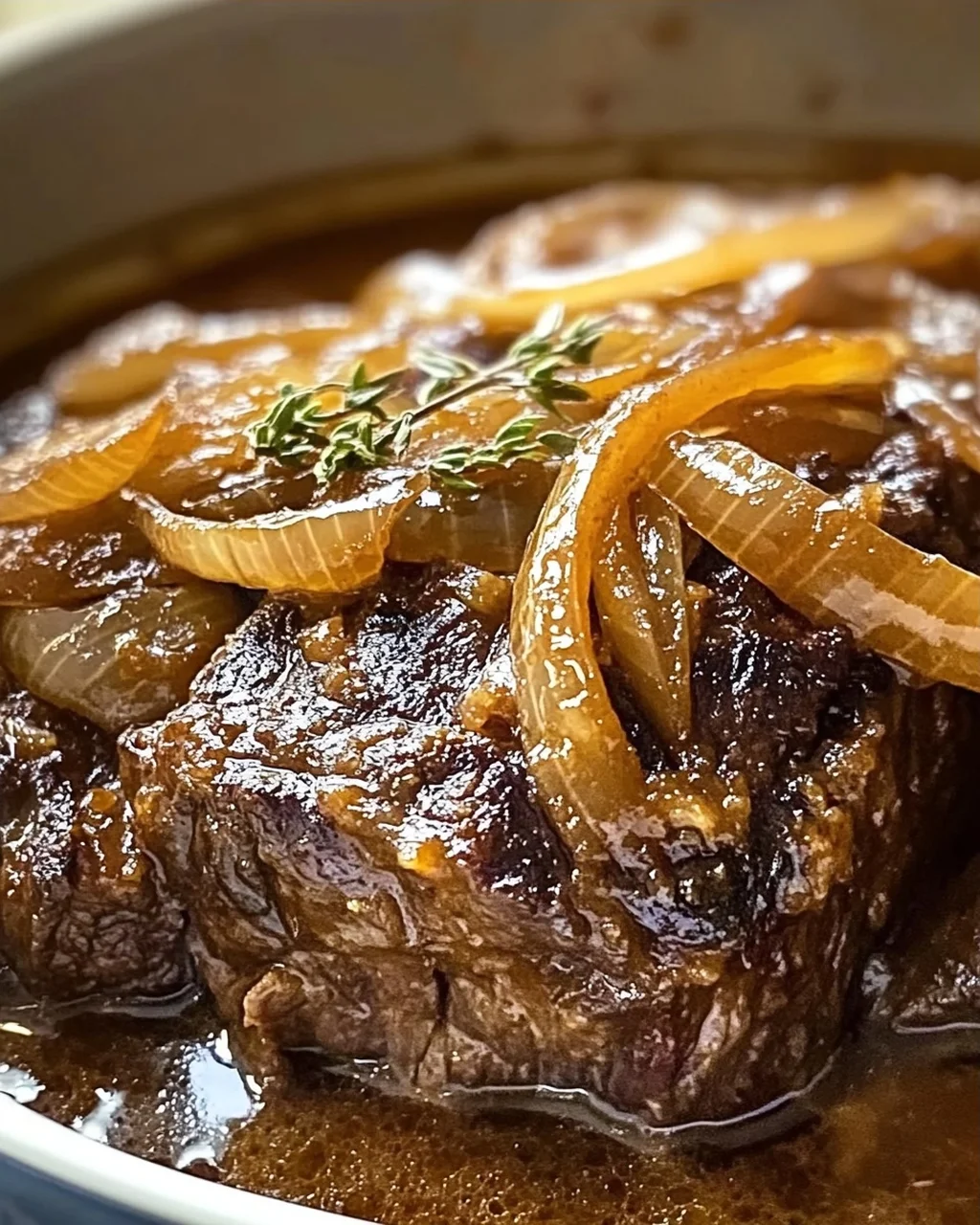 Herzhafter französischer Zwiebel-Rinderbraten für Gemütlichkeit