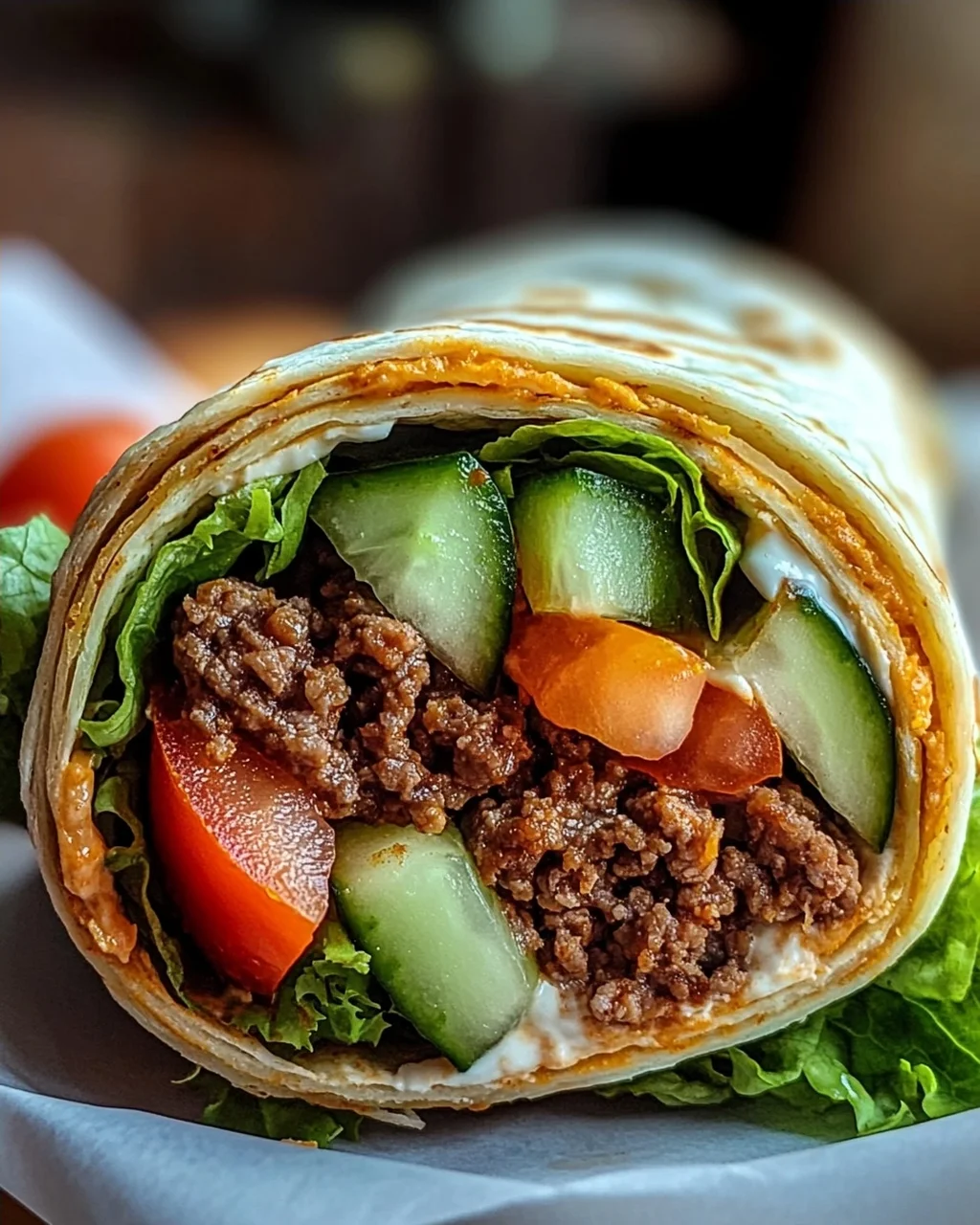 Kalorienarmer Burger-Wrap unter 250 Kalorien