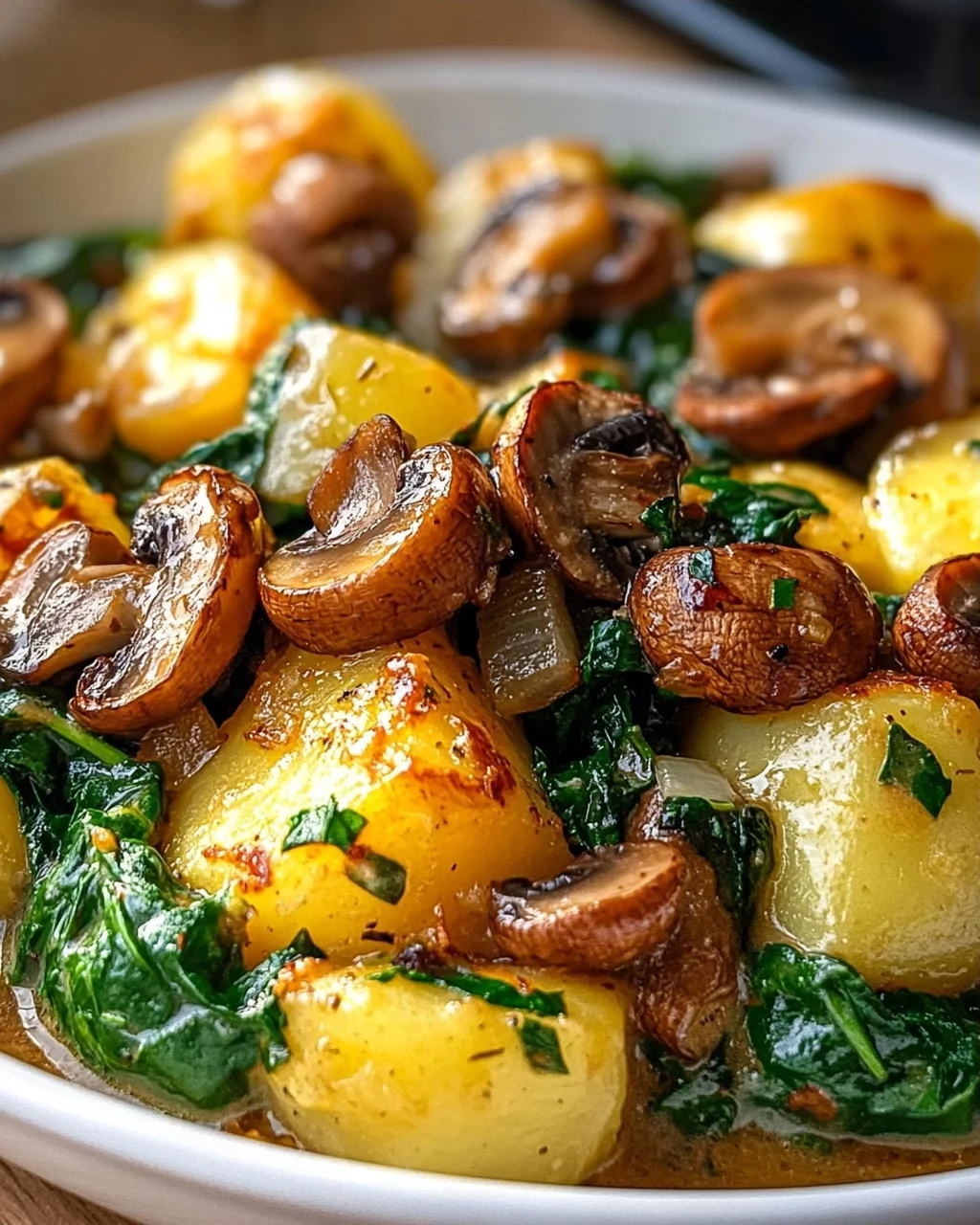 Kartoffeln, Pilze & Spinat: Schnelles Rezept – einfach lecker!