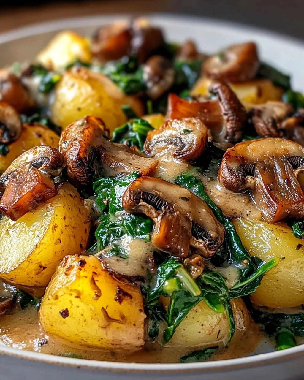 Kartoffeln, Pilze & Spinat: Schnelles Rezept – einfach lecker!