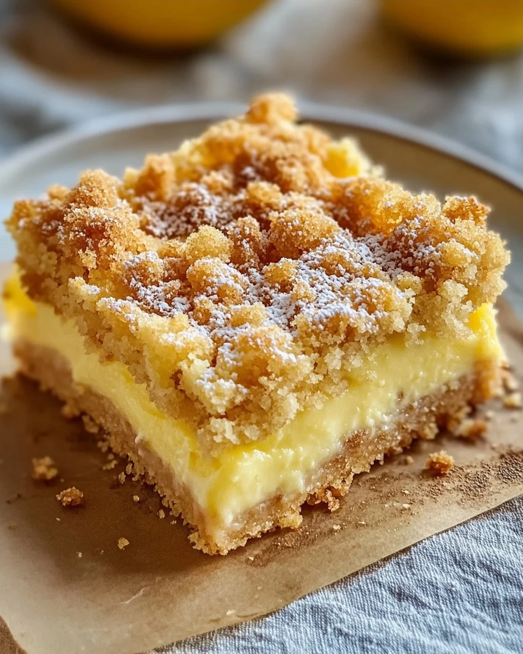 Knuspriger Streuselkuchen mit Vanillepudding