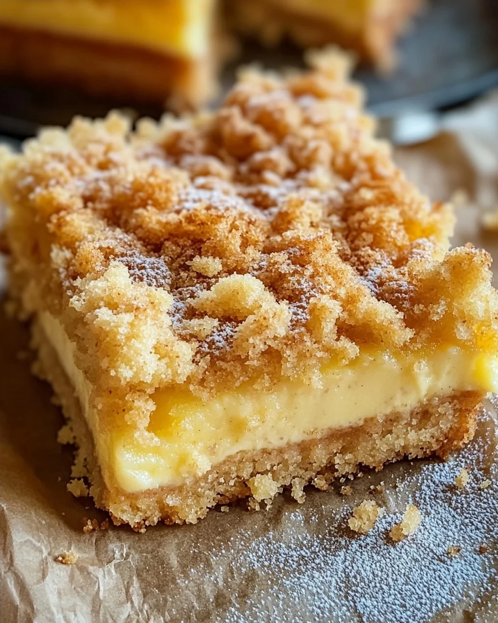 Knuspriger Streuselkuchen mit Vanillepudding