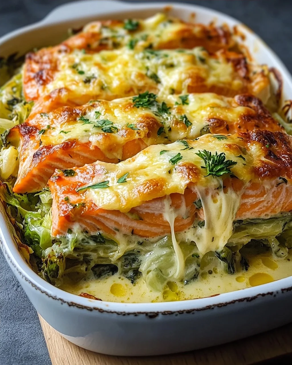Lachs-Spitzkohl-Auflauf