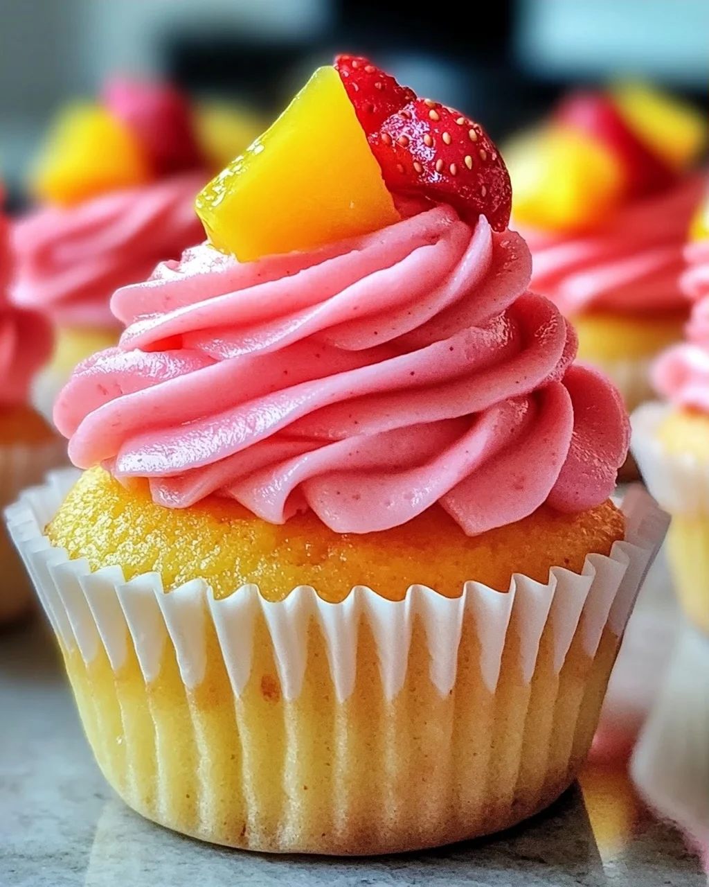 Mango Erdbeer Sonnenuntergang Cupcakes für jeden Anlass