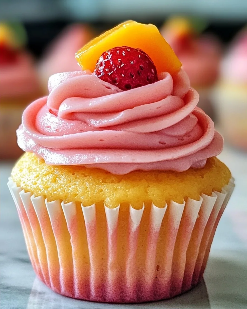 Mango Erdbeer Sonnenuntergang Cupcakes für jeden Anlass