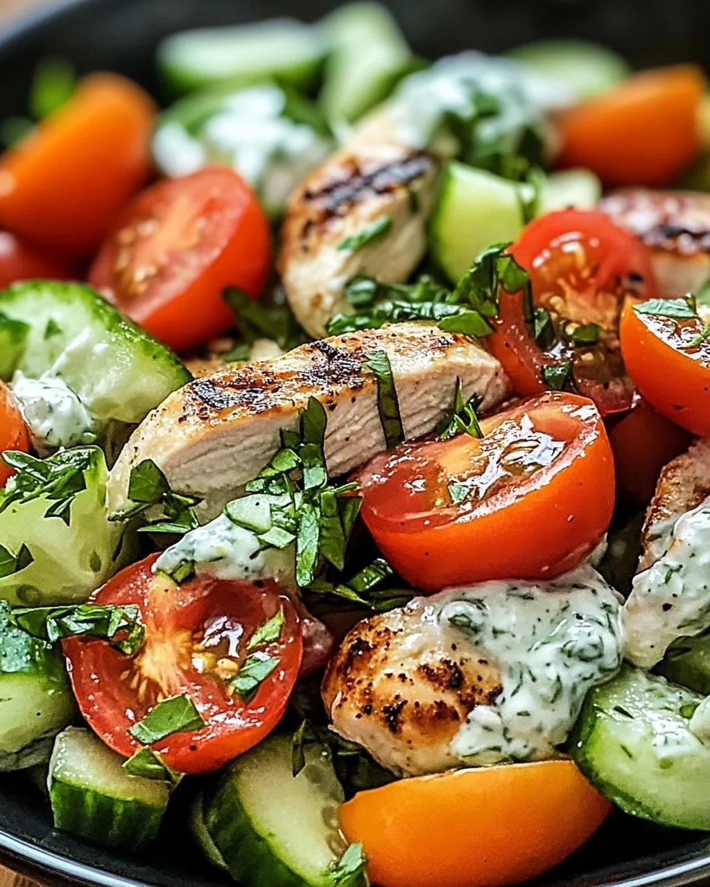 Mediterraner Tzatziki-Hähnchensalat