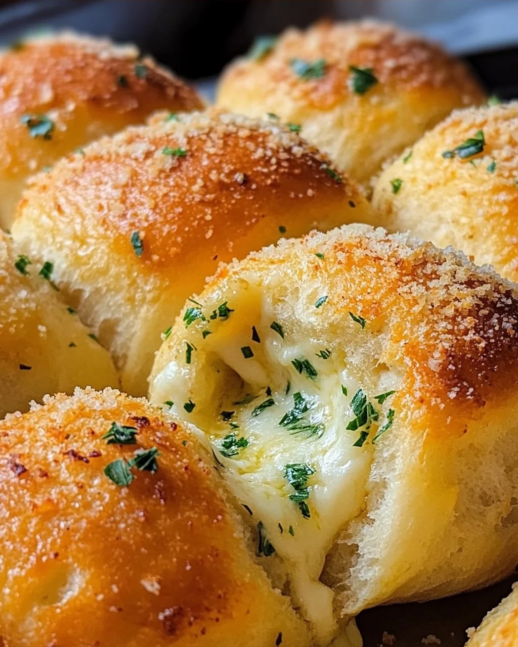 Megalecker Knoblauch Brötchen gefüllt mit Mozzarella Käse