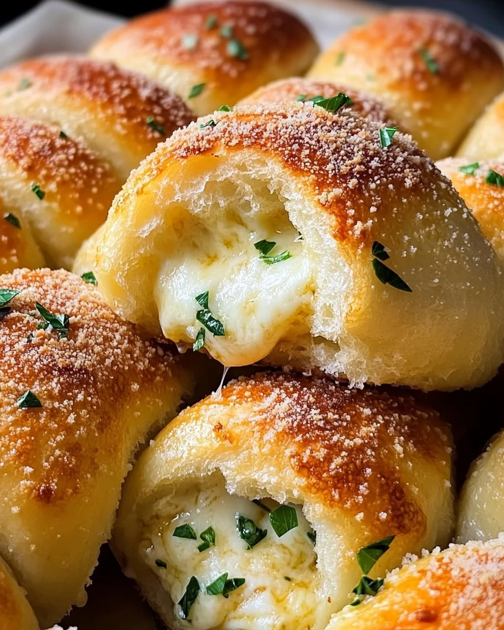 Megalecker Knoblauch Brötchen gefüllt mit Mozzarella Käse