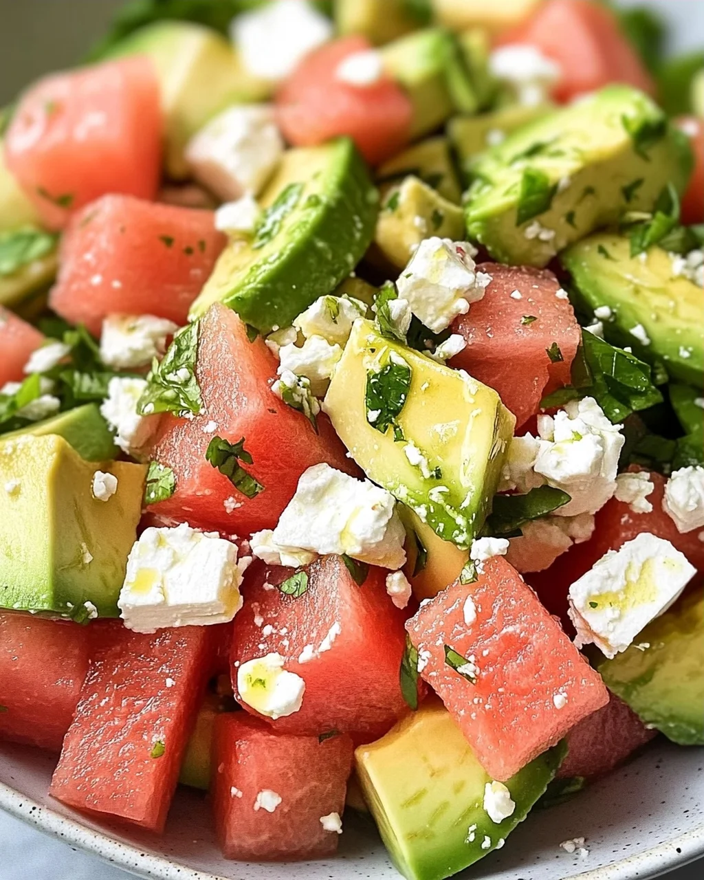 Melonen Feta Salat mit Avocado