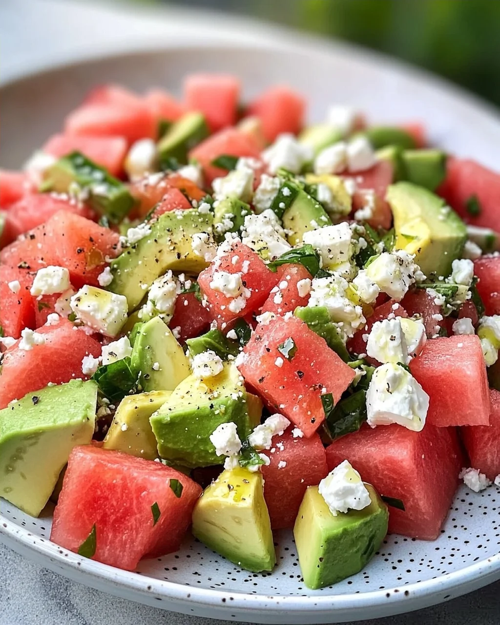 Melonen Feta Salat mit Avocado