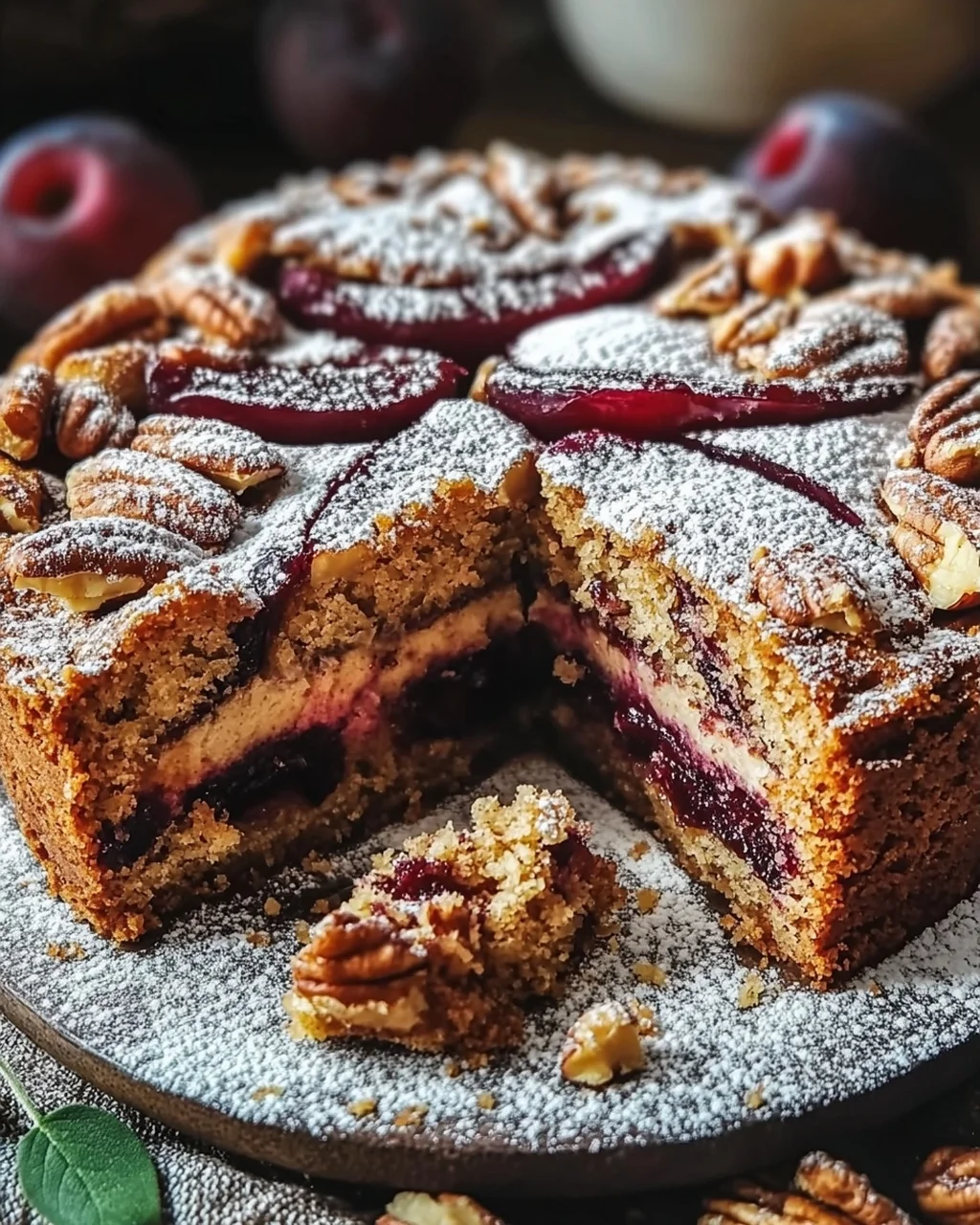 Nussiger Zimtkuchen Mit Pflaumenfüllung