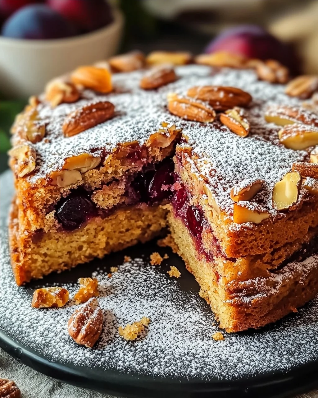 Nussiger Zimtkuchen Mit Pflaumenfüllung