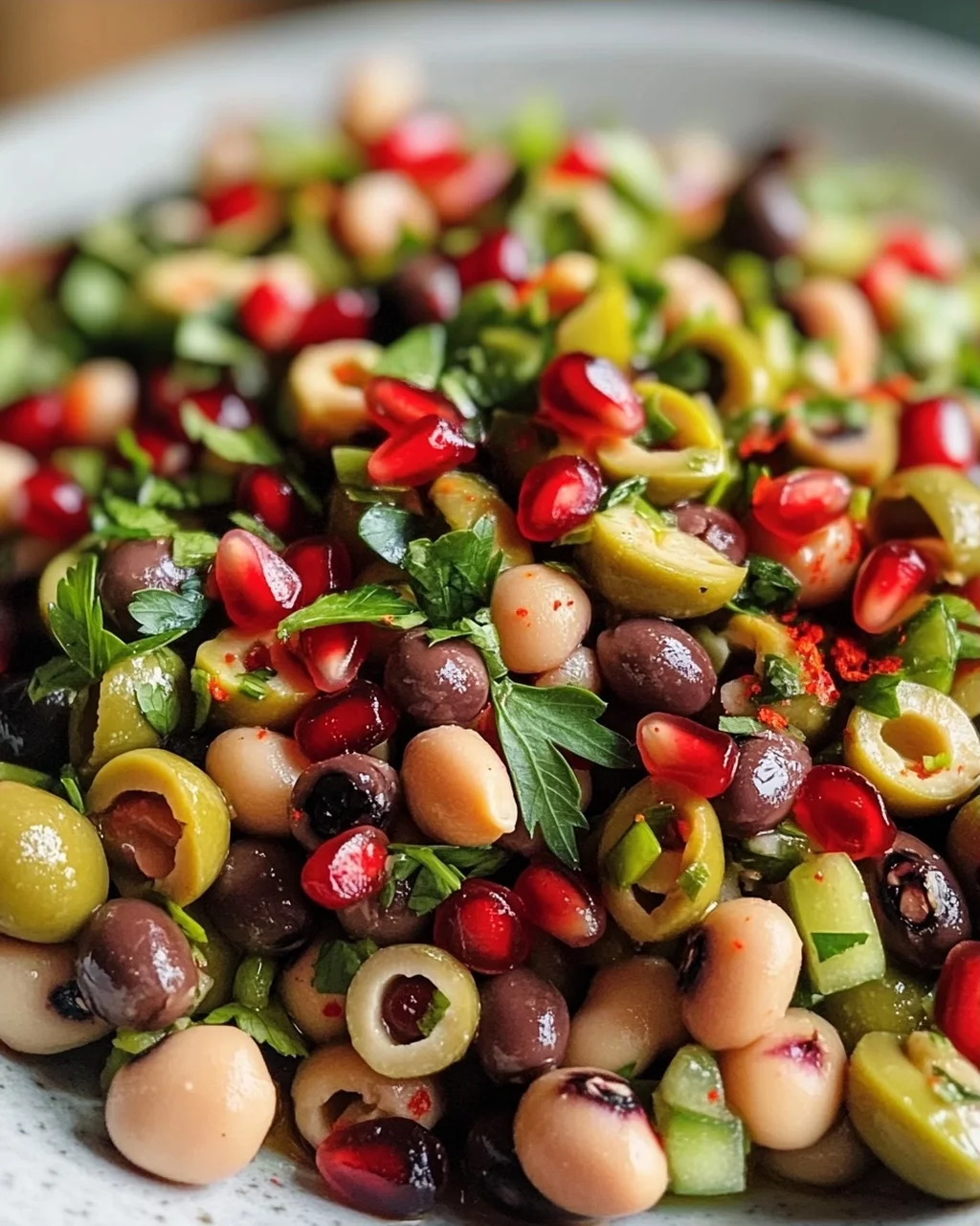 Oliven-Salat mit Black Eyed Peas