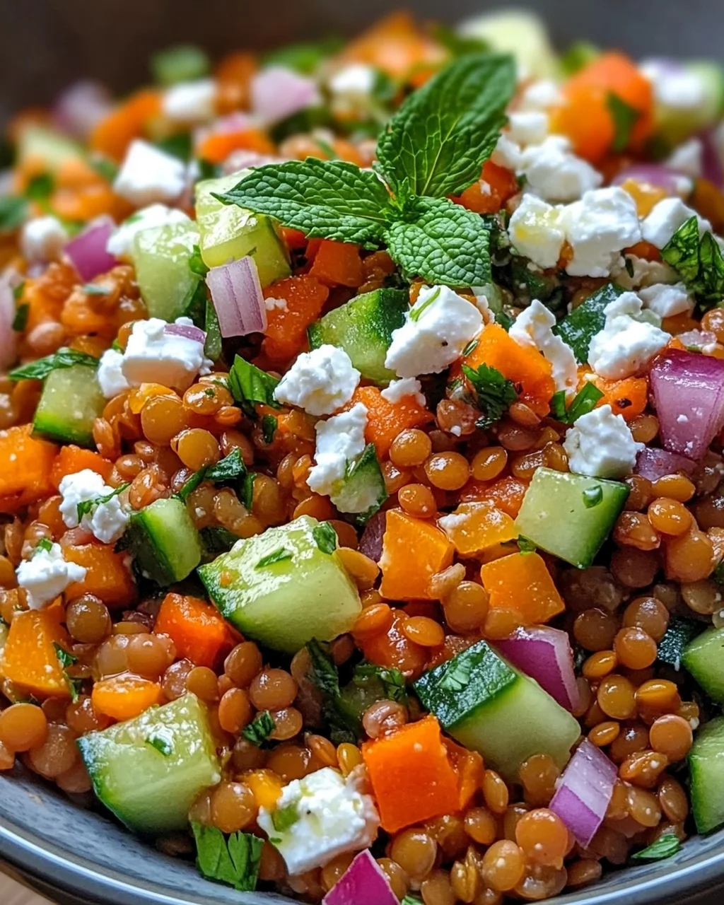 Orientalischer Rote Linsensalat mit Feta
