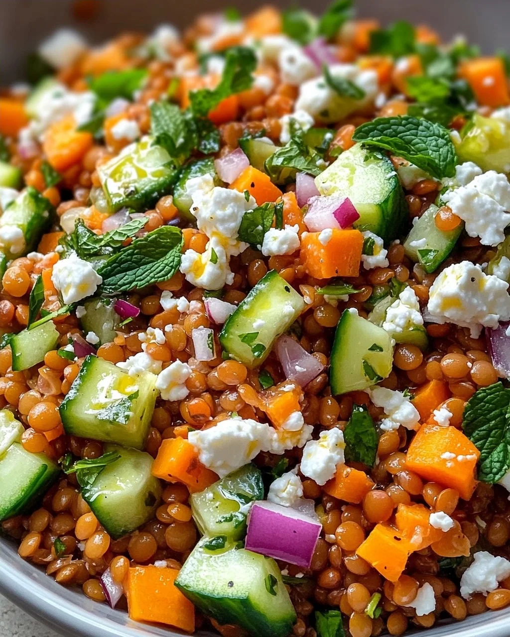 Orientalischer Rote Linsensalat mit Feta