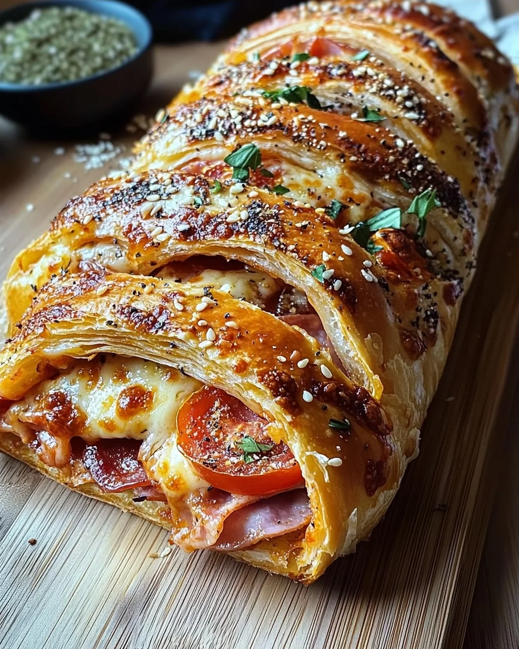 Pizza-Strudel aus fertigem Pizzateig
