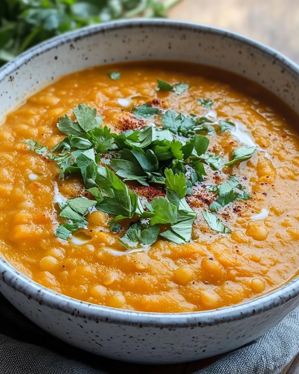 Rote Linsensuppe mit Süßkartoffeln