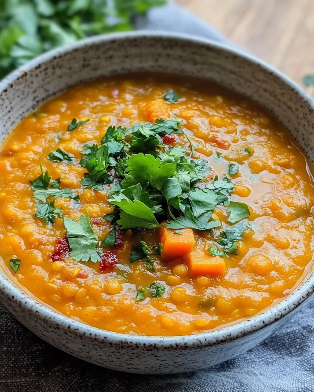 Rote Linsensuppe mit Süßkartoffeln