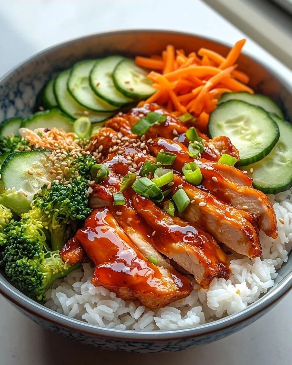 Scharfe Honig-Hähnchen-Bowls aromatisch & Yum Yum Sauce