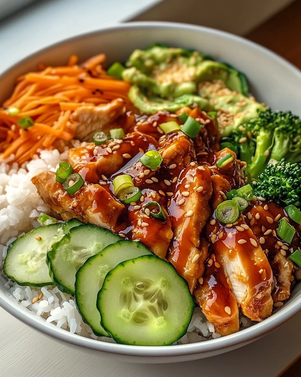 Scharfe Honig-Hähnchen-Bowls aromatisch & Yum Yum Sauce