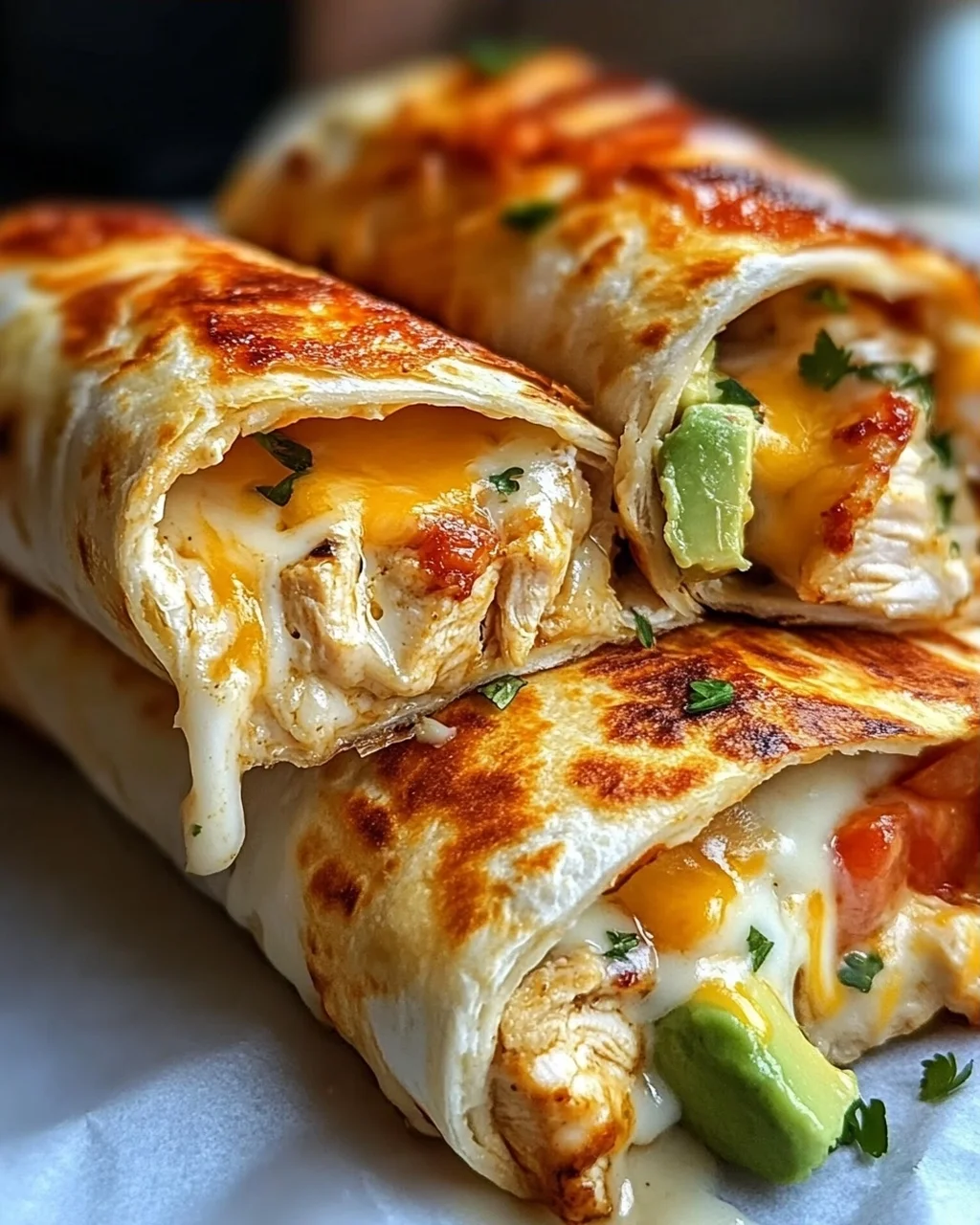 Schnelle Käse Knoblauch Hähnchen Wraps