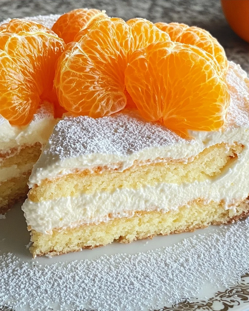 Schneller Schmandkuchen mit Mandarinen vom Blech
