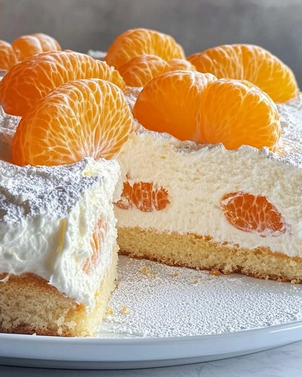 Schneller Schmandkuchen mit Mandarinen vom Blech