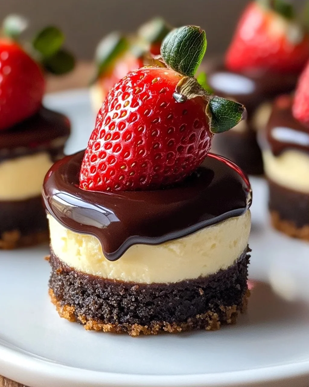 Schokoladenüberzogene Erdbeer-Cheesecakes – Genuss pur!