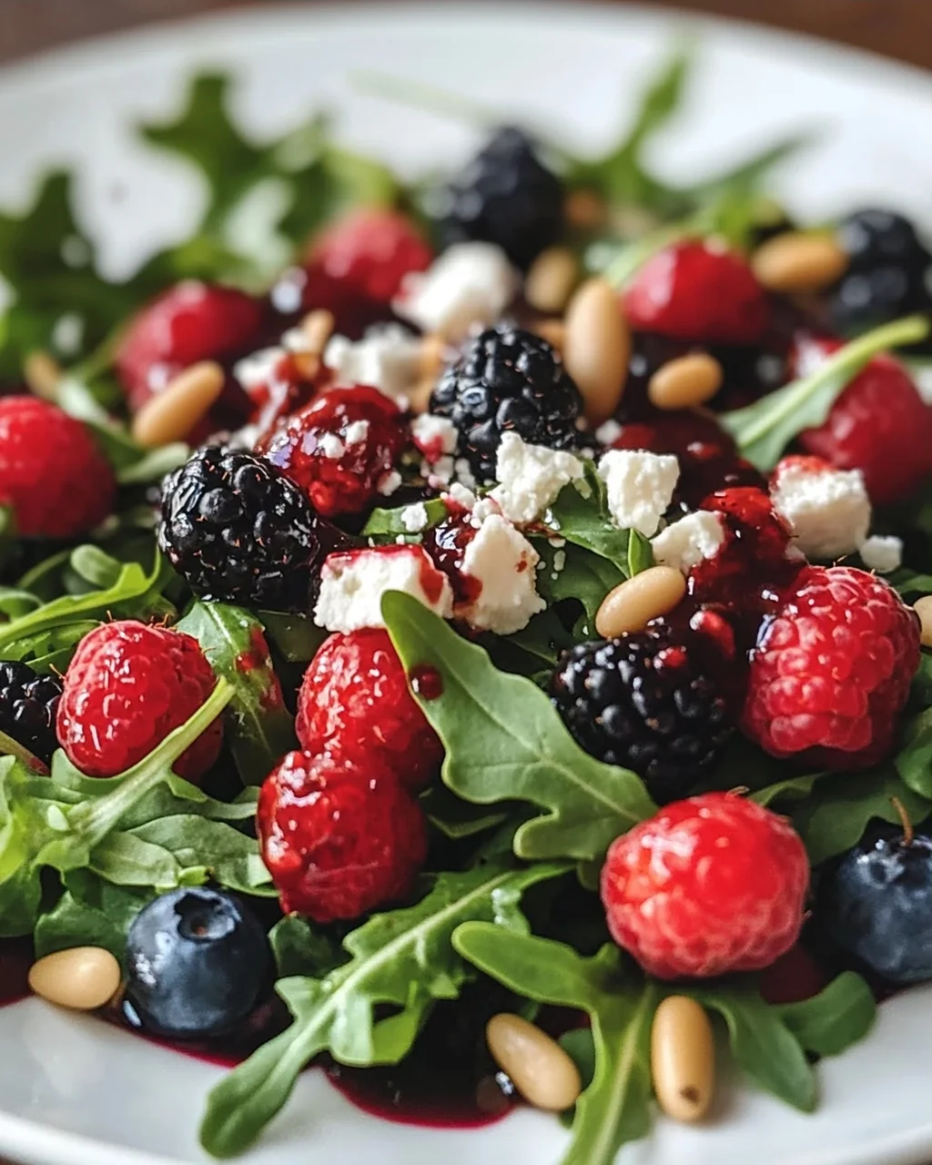 Sommerlicher Rucola Salat mit Erdnon-alcoholic beeren & Balsamico