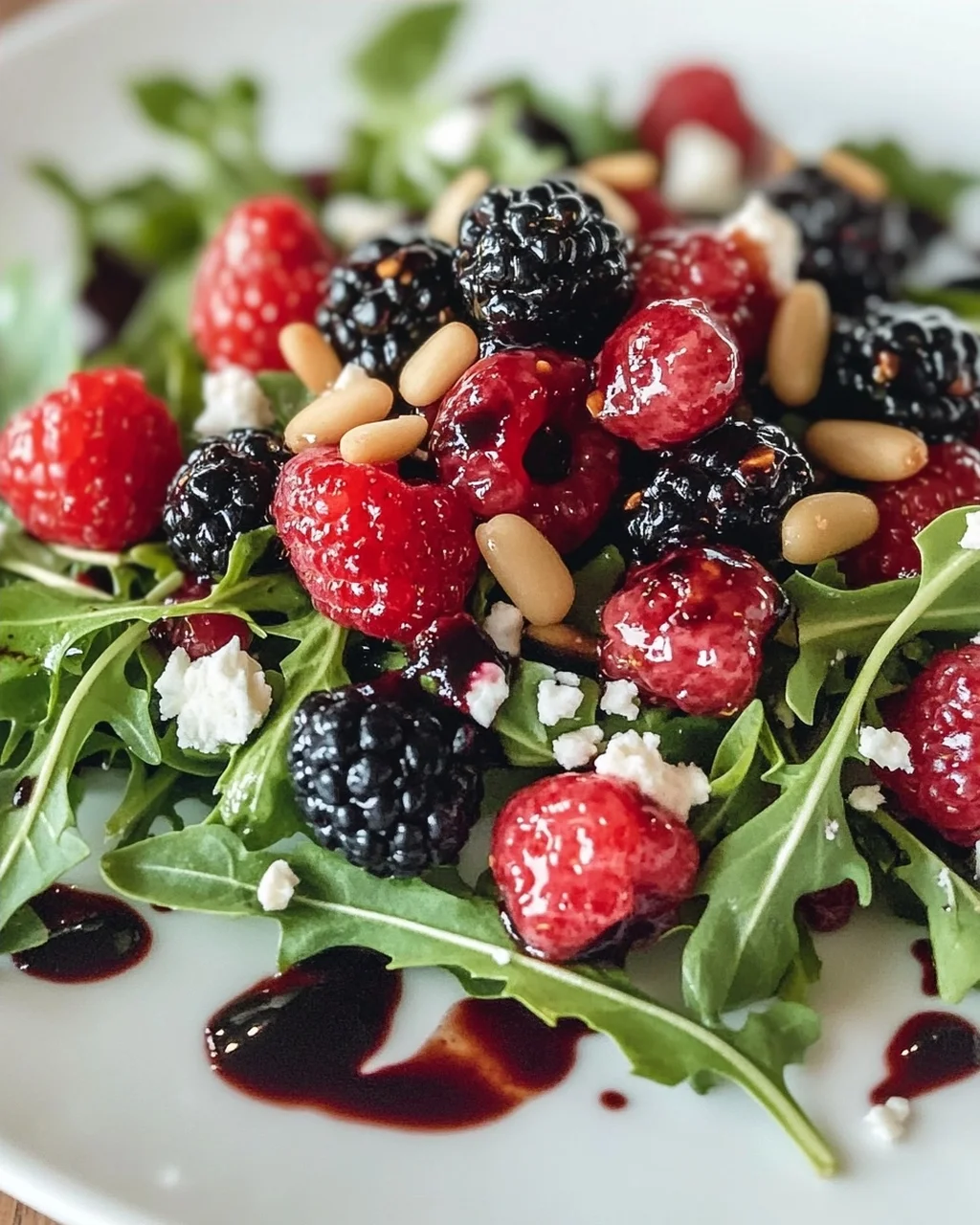 Sommerlicher Rucola Salat mit Erdnon-alcoholic beeren & Balsamico