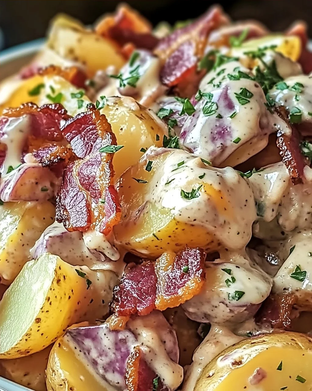 Steakhouse Kartoffelsalat mit Bacon und Cheddar